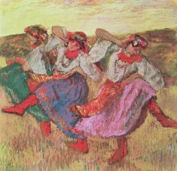 Tre dansare i bondedräkt (pastell)